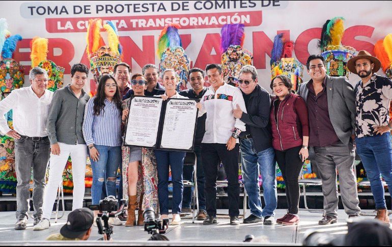 Durante el evento dirigido exclusivamente a militantes de Morena, aseguró que la 4T es cada vez más grande gracias a que desde su llegada el principal objetivo ha sido defender el bienestar del pueblo de México. ESPECIAL.
