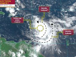 Tammy se encuentra a 3 mil 90 km al este de Quintana Roo. ESPECIAL/SMN