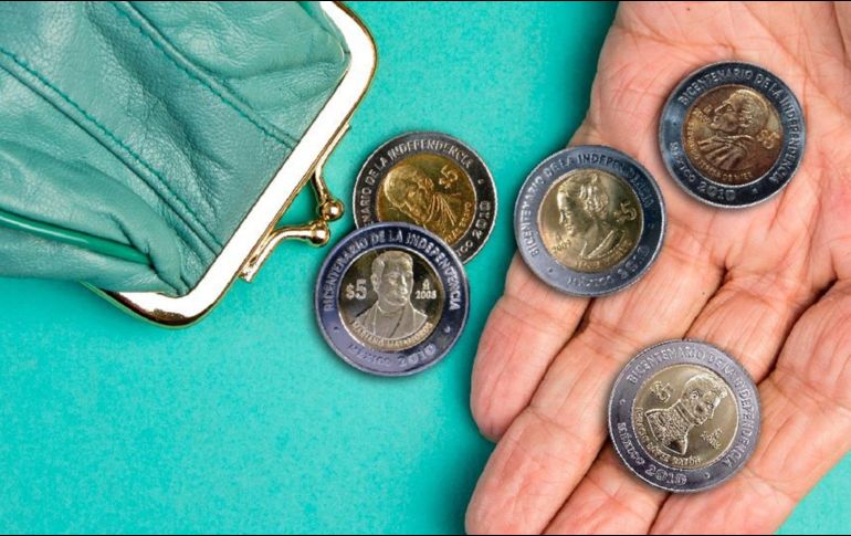 Estas monedas se acuñaron por el Bicentenario de la Independencia y el Centenario de la Revolución Mexicana. ESPECIAL/ Banxico