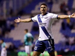 Guillermo Martínez aportó tres goles a la victoria del Puebla, que está cerca del play-in. EFE/H. Ríos