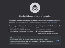 El modo incógnito de Google. ESPECIAL/ Google