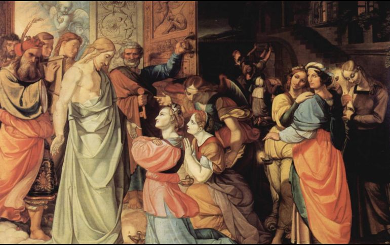 «Llegó el esposo, y las que estaban listas entraron con él al banquete de bodas y se cerró la puerta». WIKIPEDIA/«Las vírgenes prudentes y las insensatas», de Peter von Cornelius