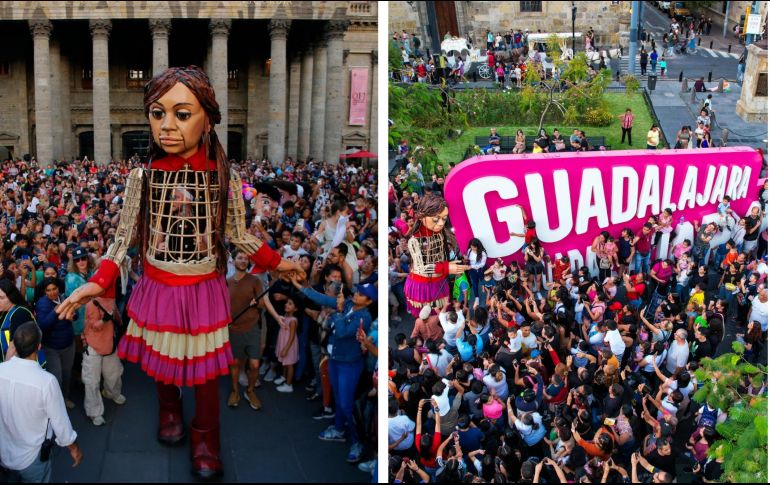 Amal es una marioneta de 3.6 metros de altura que representa a niñas y niños refugiados, está de visita en Guadalajara y Zapopan los días 14 y 15 de noviembre. EFE / F. Guasco / EL INFORMADOR / A. Navarro