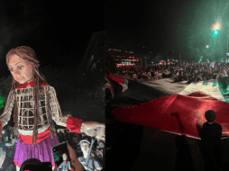 Durante la visita de Amala a Guadalajara, los manifestantes exigieron el cese al fuego inmediato y ayuda humanitaria urgente, especialmente a hospitales. EL INFORMADOR/ A. Navarro.