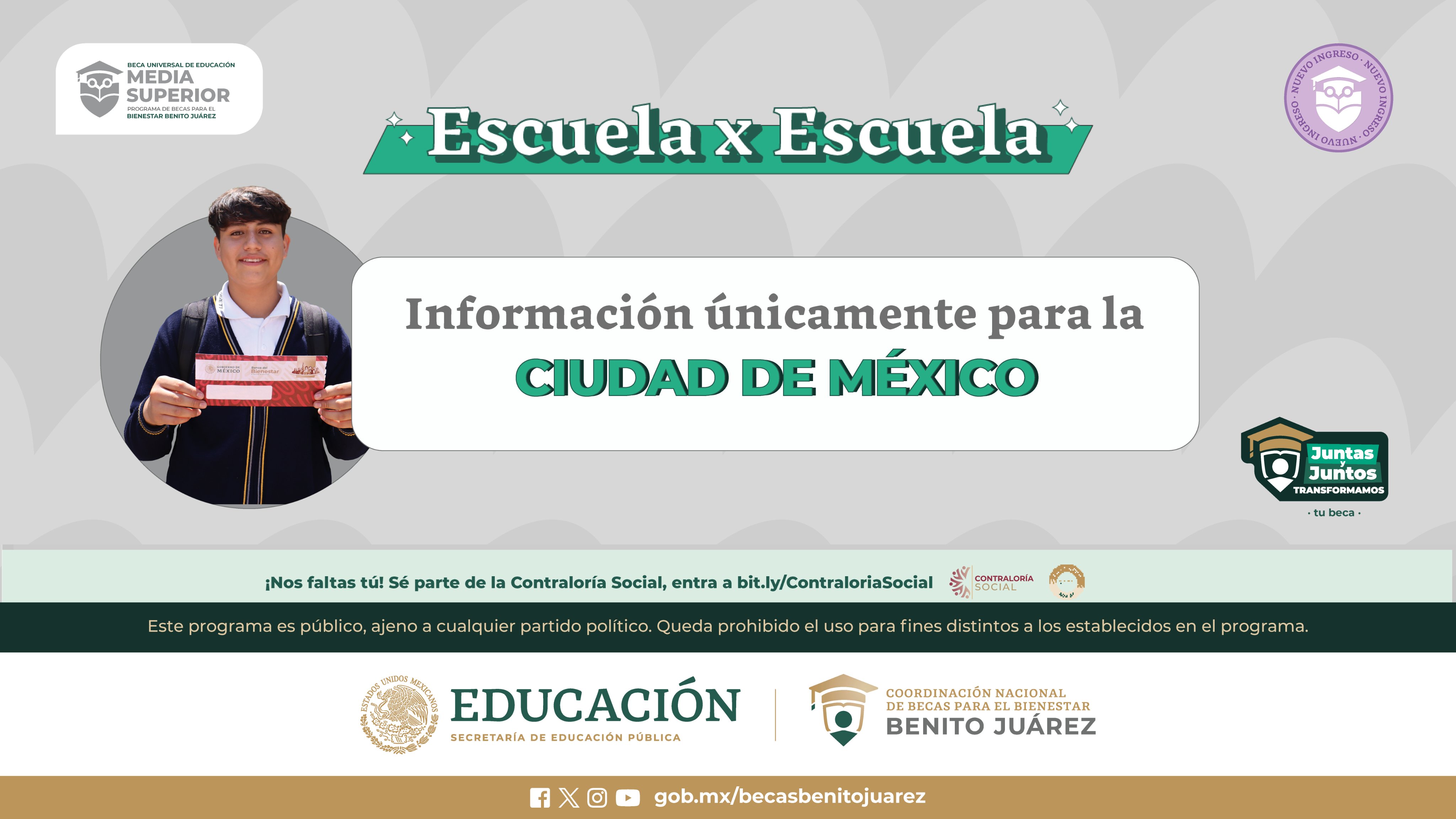 Visitarán las escuelas de Ciudad de México para entregar la Tarjeta del Bienestar a los nuevos miembros del programa. X/@BecasBenito