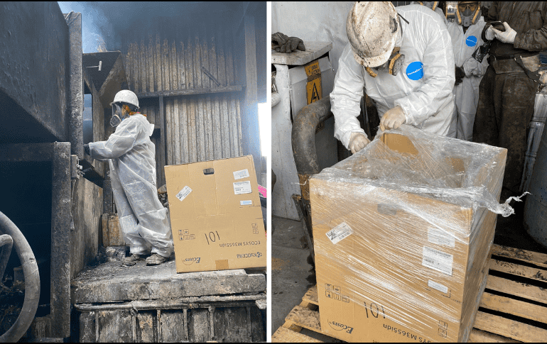 La Fiscalía General de la República (FGR), en su delegación de Jalisco, informó que destruyó precursores químicos, relacionados con 12 cuadernillos de investigación. ESPECIAL.