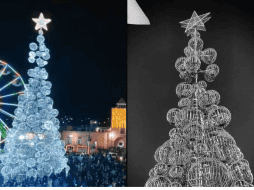 El Gobierno Municipal de Salvatierra apagó el mega-árbol de Navidad instalado en la Explanada del Carmen. ESPECIAL.