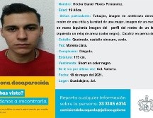 Héctor Daniel Flores fue desaparecido el 18 de mayo de 2021, en la Colonia Vallarta del Municipio de Guadalajara. ESPECIAL