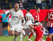 Joselu celebra el cuarto gol del equipo blanco. El Madrid ganó con dos goles en tiempo extra. EFE/J. Cárdenas