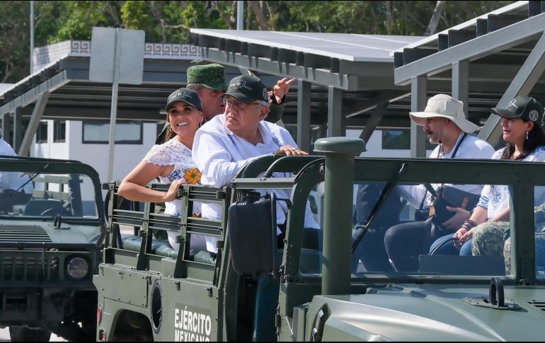 El Presidente de México Andrés Manuel López Obrador supervisó los avances en la construcción de los tramos 5, 6 y 7 del Tren Maya. X / @MaraLezama