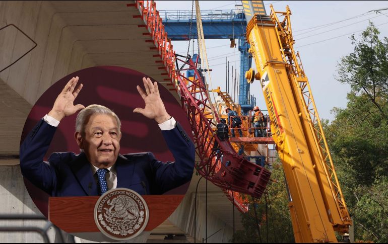 El Presidente López Obrador habló del accidente de ayer martes cuando cayó una dovela sobre una estructura del Tren-interurbano México-Toluca en la Ciudad de México. ESPECIAL, SUN / D. S. Sánchez y EFE / J. Méndez