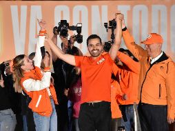 Álvarez Máynez cerró su precampaña en la Explanada Cultural de Monterrey, en Nuevo León, con la promesa de que su proyecto le dará la vuelta a las actuales preferencias electorales. SUN / E. Vásquez