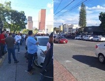 Los manifestantes colocaron sellos en las instalaciones de Uber, además de que bloquearon los dos carriles de la avenida donde mantienen su plantón. ESPECIAL / Unión de conductores de gdl