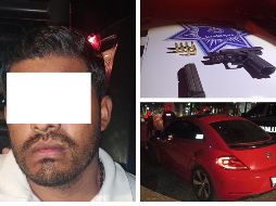 Tras la revisión se le encontró en posesión de una pistola con 10 cartuchos útiles, por lo que fue asegurado. ESPECIAL