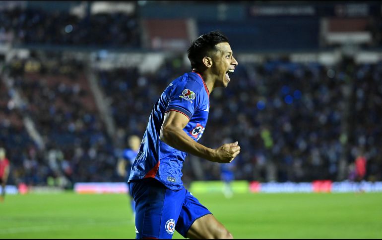 Ángel Sepúlveda en festejo de gol. El Cruz Azul es quinto del torneo con 7 puntos. IMAGO7/E. Espinosa