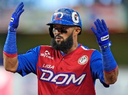 Emilio Bonifacio, de República Dominicana, festeja luego de batear un sencillo ante Nicaragua. AP/W. Lee