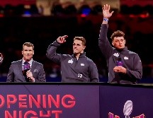 Brock Purdy y Patrick Mahomes compartieron con medios y aficionados sus impresiones previas al Super Bowl LVIII, partido que se disputará en el estadio Allegiant en Las Vegas, Nevada. EFE/C. Brehman