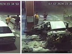 El auto se destruye por completo tras la explosión; no parece haber grandes afectaciones. ESPECIAL / X: @LineasNoticias