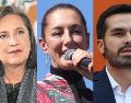  Claudia Sheinbaum, Xóchitl Gálvez y Jorge Álvarez Máynez, candidatos a la presidencia. ESPECIAL