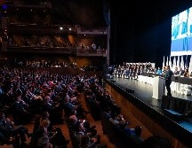 Antonio Lancaster durante su discurso en la toma de protesta dijo que la industria padece constantemente los robos al transporte de carga. EL INFORMADOR/ A. Navarro.