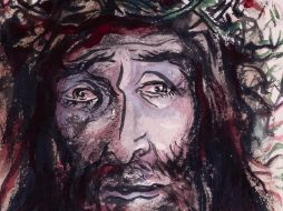 Artículos periodísticos, catálogos, documentos, fotografías, libros, pinturas y revistas. En la foto está la pieza titulada “Yo he sufrido más que Cristo”, misma que le da título a la exhibición. CORTESÍA