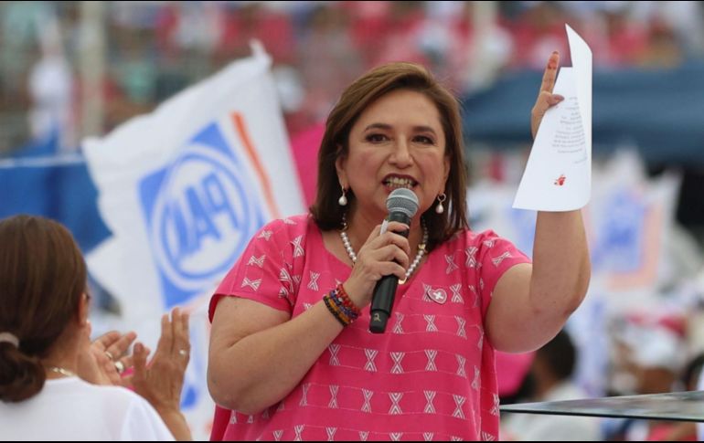 Xóchitl Gálvez, candidata a la Presidencia por el PRI-PAN-PRD, durante un mitin de campaña en el Estadio 