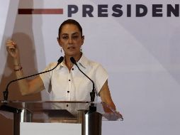 Sheinbaum durante su conferencia de prensa en Ciudad Juárez, Chihuahua. EFE/L. Torres