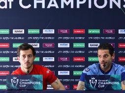 Alan Mozo y Fernando Gago en conferencia de prensa en la víspera del partido. IMAGO7/J. Cubeyro