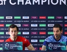 Alan Mozo y Fernando Gago en conferencia de prensa en la víspera del partido. IMAGO7/J. Cubeyro