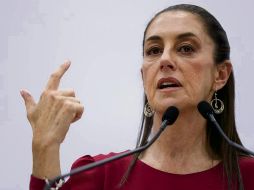 Claudia Sheinbaum durante la rueda de prensa realizada en León, Guanajuato. EL UNIVERSAL