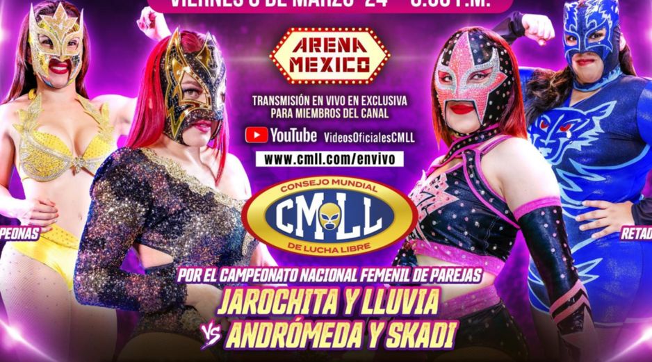 Jarochita y Lluvia expondrán su título nacional de parejas ante Andrómeda y Skadi. TWITTER/CMLL_OFICIAL