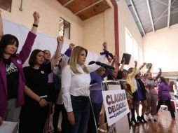 En el encuentro con empresarias, Claudia Delgadillo refrendó sus 20 compromisos en materia de género. CORTESÍA