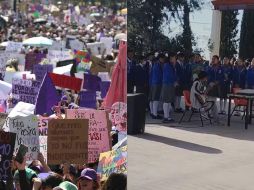 Su interpretación marca un momento significativo en la celebración del 8 de marzo en la escuela primaria, transmitiendo un mensaje de fuerza y unidad. ESPECIAL.