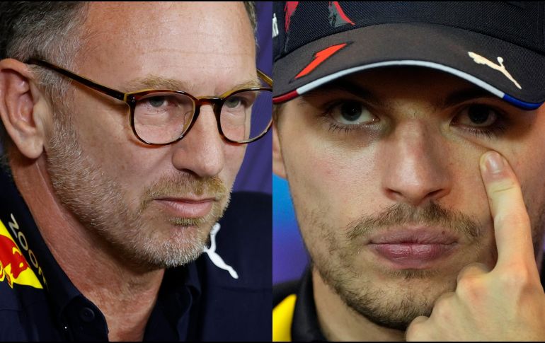 Combinación de imágenes de Christian Horner, jefe de Red Bull, y Max Verstappen, tricampeón del mundo. ESPECIAL / EFE y AP