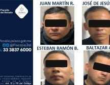 Se trata de Juan Martín ‘R’, José de Jesús ‘G’, Esteban Ramón ‘B’ y Baltazar ‘A’, quienes fueron capturados el 6 marzo, mediante orden de aprehensión. CORTESÍA/ Fiscalía del Estado de Jalisco.