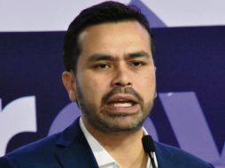 El candidato Jorge Álvarez Máynez durante su gira en Nuevo León. EL UNIVERSAL