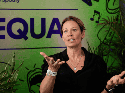 La directora de Spotify para Latinoamérica, Mía Nygren, habla durante una entrevista en México, la capital mundial de 'streaming'. EFE/ J. Méndez.