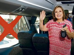 Xóchitl Gálvez durante su recorrido en el Xochibús II. EL UNIVERSAL