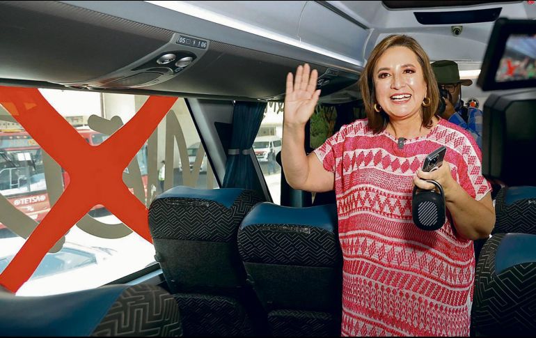 Xóchitl Gálvez durante su recorrido en el Xochibús II. EL UNIVERSAL