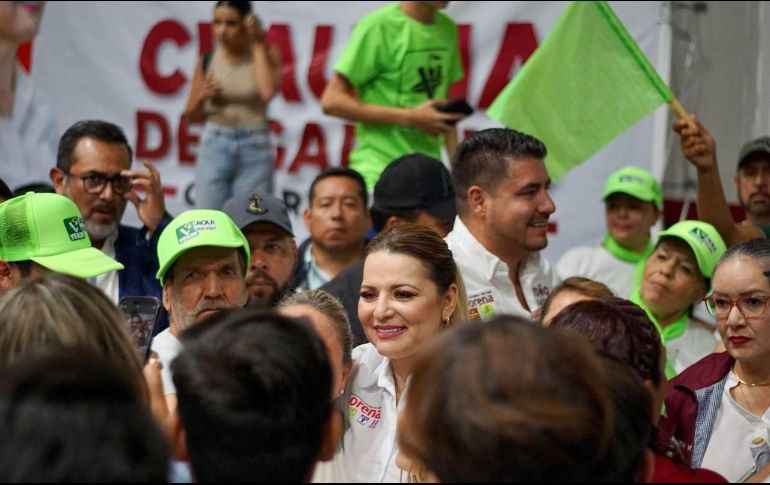 La visita de Claudia Delgadillo a Ocotlán se vivió en medio de algarabía y buen ánimo que conjuntó a militantes y simpatizantes. CORTESÍA.