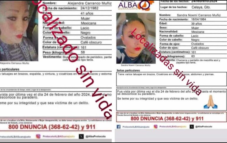 Las hermanas estaban en calidad de desaparecidas desde el 24 de febrero de 2024. FACEBOOK / Hasta Encontrarte