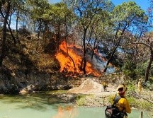 Combaten incendio forestal dentro del Bosque La Primavera