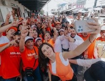 La candidata de Movimiento Ciudadano a la alcaldía de Guadalajara, Verónica Delgadillo, visitó comercios y a locatarios de la zona de Medrano para exponerles parte de sus propuestas y escuchar sus peticiones. CORTESÍA