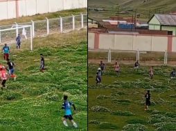 Disputar un encuentro de futbol en una cancha bajo condiciones precarias puede implicar grandes riesgos para los jugadores. ESPECIAL.