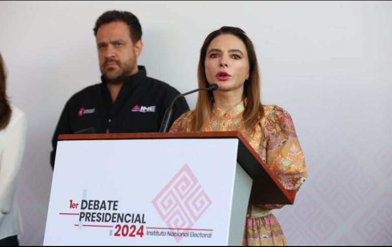 Consejeros ofrecieron una conferencia de prensa y mostrron las instalaciones en donde se realizará el primer debate. SUN/B. Fregoso