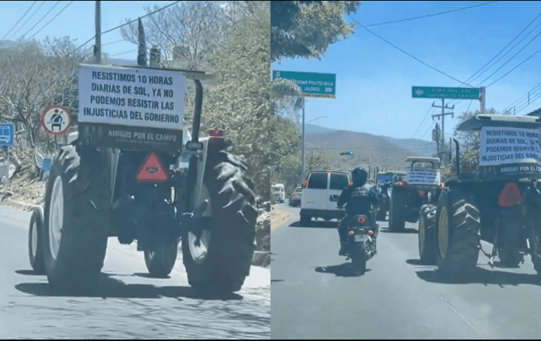 En tractores, los productores se manifestaron en las inmediaciones de López Mateos Sur. X/@adrianarceo3