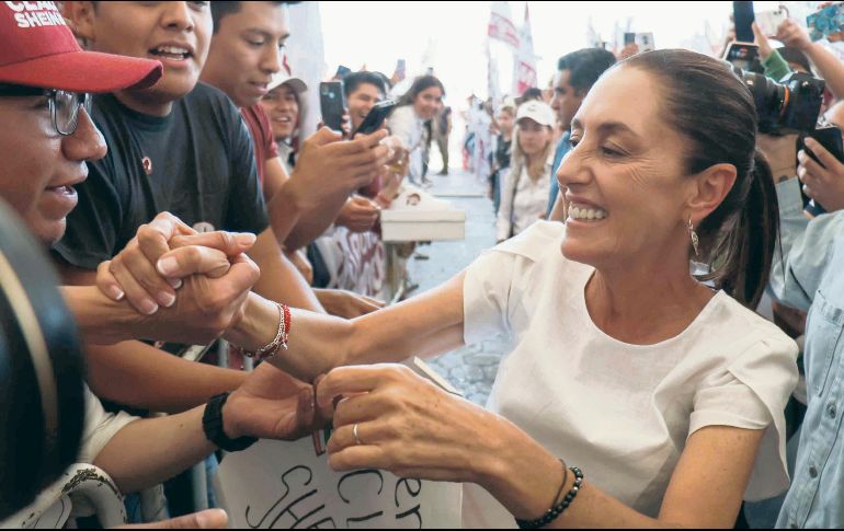 Claudia Sheinbaum encabezó un mitin en el recinto ferial de Chimalhuacán. EL UNIVERSAL