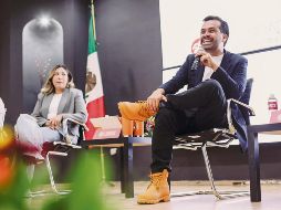 Jorge Álvarez Máynez estuvo ayer con jóvenes de Durango. ESPECIAL