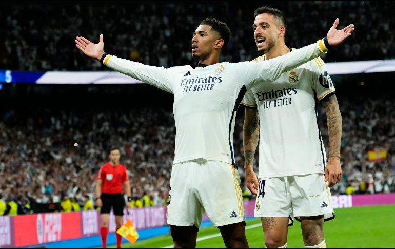 Jude Bellingham puso el gol del triunfo del Real Madrid en el primer minuto de compensación. EFE