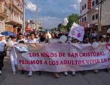 Cientos de personas marcharon en Chiapas para exigir justicia por niñas, niños y adolescentes desaparecidos, sobrevivientes de violencia sexual. y por una infancia libre de violencia EFE/C. López.